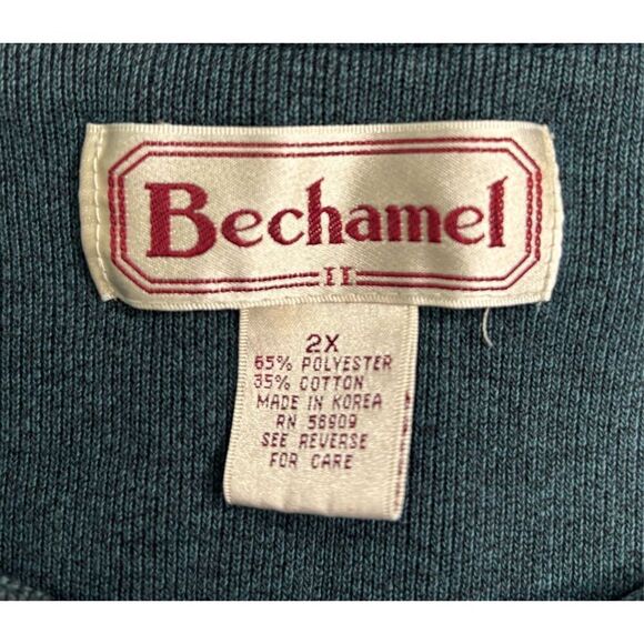 Bechamel Henley Pullover Top Plus Size 2X Heavy Knit Stretchy Long Sleeve Green - Picture 6 of 6